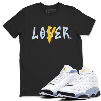 13s Blue Grey shirt to match jordans Loser Lover sneaker tees Air Jordan 13 Retro Blue Grey SNRT Sneaker Release Tees unisex cotton Black 1 crew neck shirt
