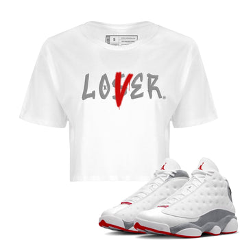Air Jordan 13 Wolf Grey Sneaker Match Tees Loser Lover Sneaker Tees 13s Wolf Grey SNRT Sneaker Release Tees Women's Shirts White 1