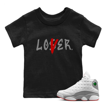 Air Jordan 13 Wolf Grey Sneaker Match Tees Loser Lover Sneaker Tees 13s Wolf Grey SNRT Sneaker Release Tees Kids Shirts Black 1