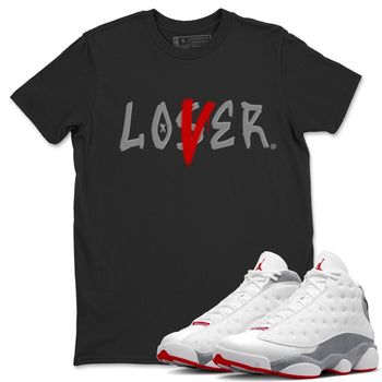 Air Jordan 13 Wolf Grey Sneaker Match Tees Loser Lover Sneaker Tees 13s Wolf Grey SNRT Sneaker Release Tees Unisex Shirts Black 1