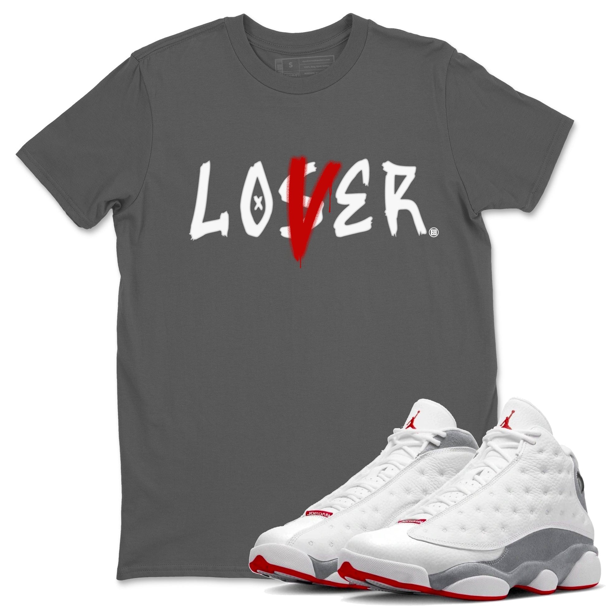 Air Jordan 13 Wolf Grey Sneaker Match Tees Loser Lover Sneaker Tees 13s Wolf Grey SNRT Sneaker Release Tees Unisex Shirts Cool Grey 1