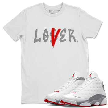 Air Jordan 13 Wolf Grey Sneaker Match Tees Loser Lover Sneaker Tees 13s Wolf Grey SNRT Sneaker Release Tees Unisex Shirts White 1