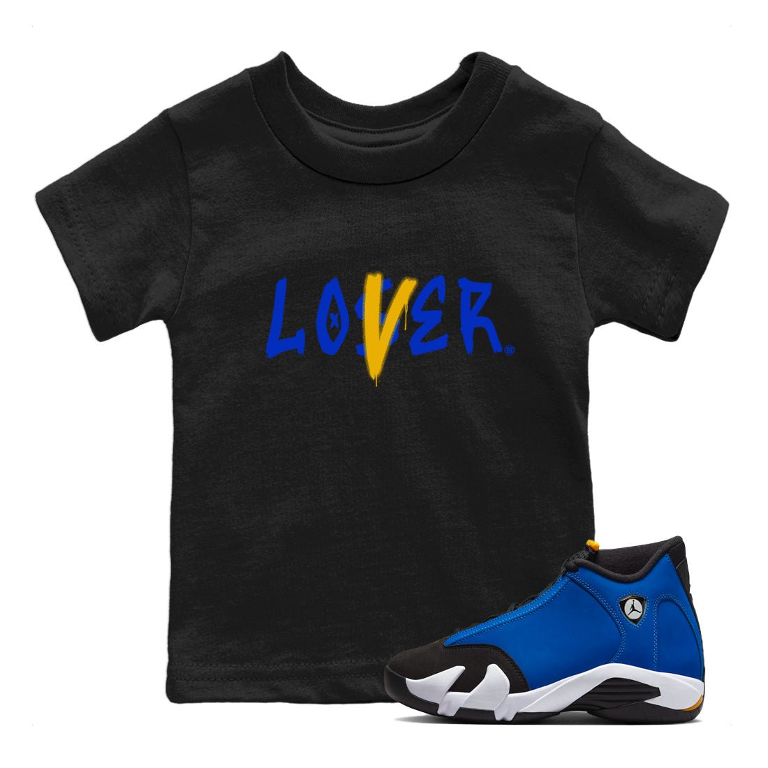 Air Jordan 14 Laney Sneaker Match Tees Loser Lover Sneaker Tees Jordan 14 Laney Sneaker Release Tees Kids Shirts Black 1