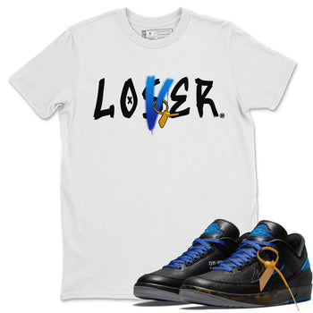 Jordan 2 OFF-WHITE Black Blue Sneaker Match Tees Loser Lover Sneaker Tees Jordan 2 OFF-WHITE Black Blue Sneaker Release Tees Unisex Shirts