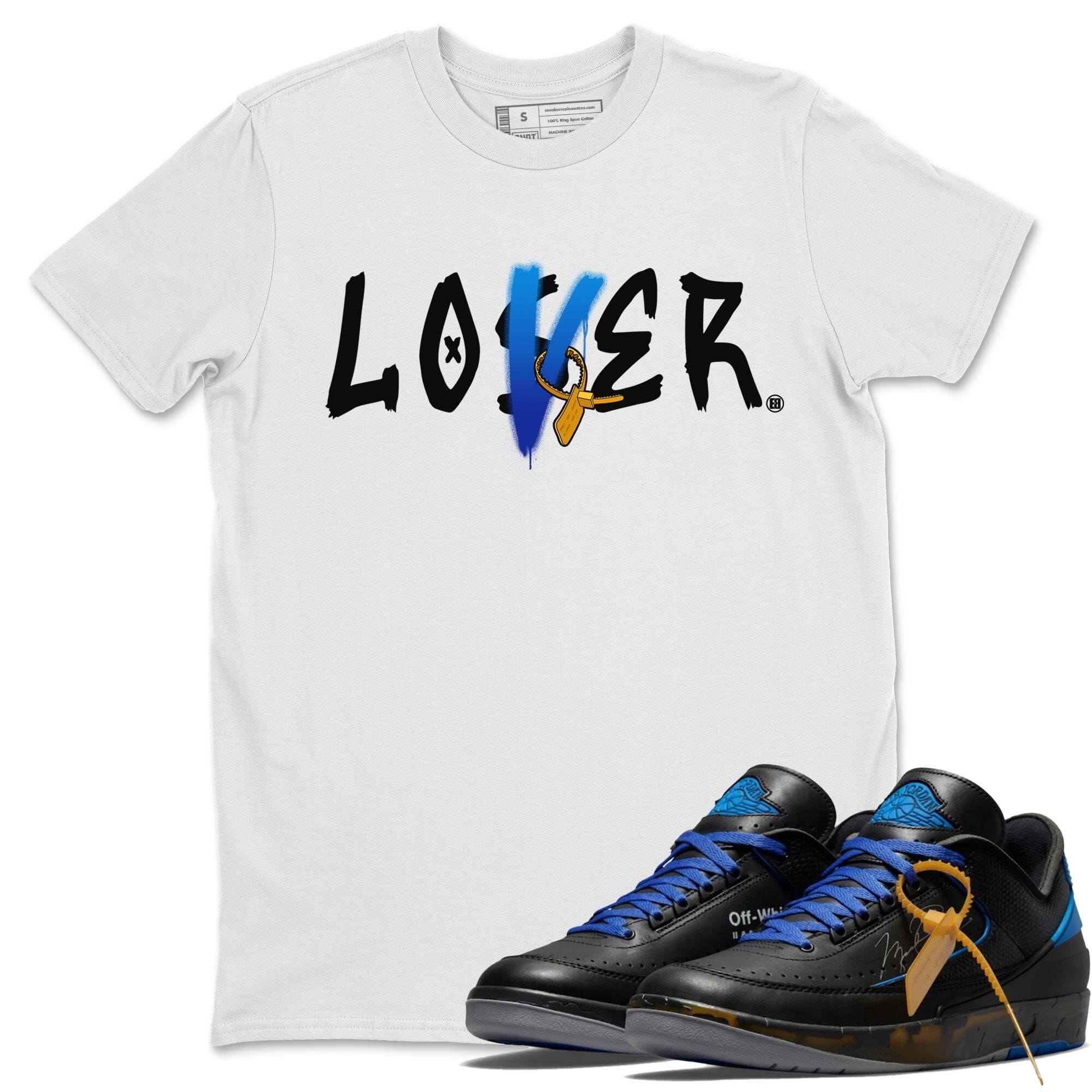 Jordan 2 OFF-WHITE Black Blue Sneaker Match Tees Loser Lover Sneaker Tees Jordan 2 OFF-WHITE Black Blue Sneaker Release Tees Unisex Shirts