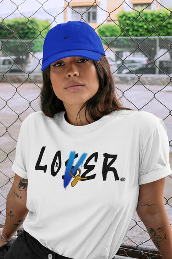 Jordan 2 OFF-WHITE Black Blue Sneaker Match Tees Loser Lover Sneaker Tees Jordan 2 OFF-WHITE Black Blue Sneaker Release Tees Unisex Shirts
