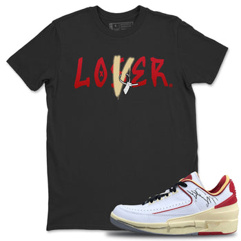 Jordan 2 OFF-WHITE Varsity Red Sneaker Match Tees Loser Lover Sneaker Tees Jordan 2 OFF-WHITE Varsity Red Sneaker Release Tees Unisex Shirts