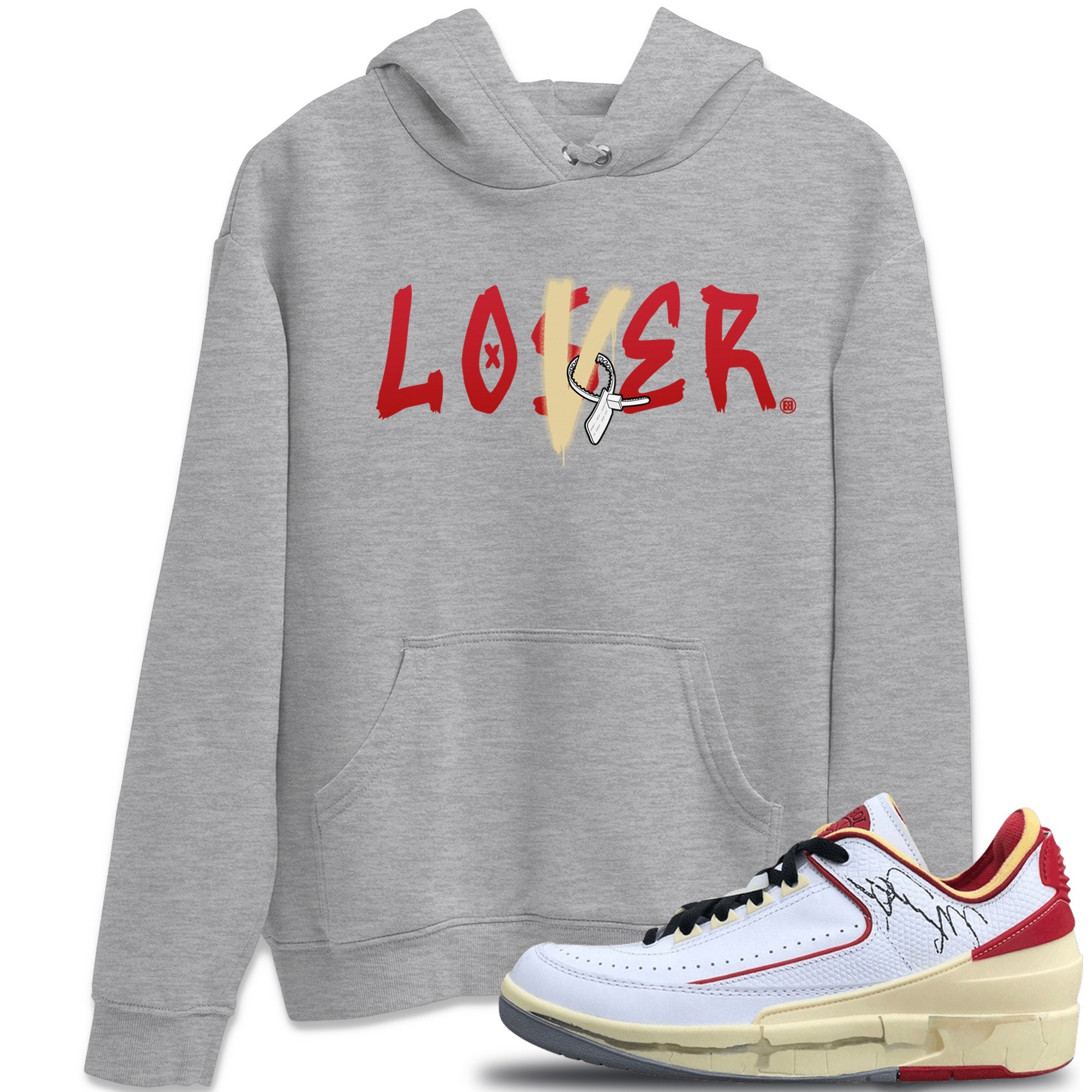 Jordan 2 OFF-WHITE Varsity Red Sneaker Match Tees Loser Lover Sneaker Tees Jordan 2 OFF-WHITE Varsity Red Sneaker Release Tees Unisex Shirts