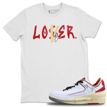 Jordan 2 OFF-WHITE Varsity Red Sneaker Match Tees Loser Lover Sneaker Tees Jordan 2 OFF-WHITE Varsity Red Sneaker Release Tees Unisex Shirts
