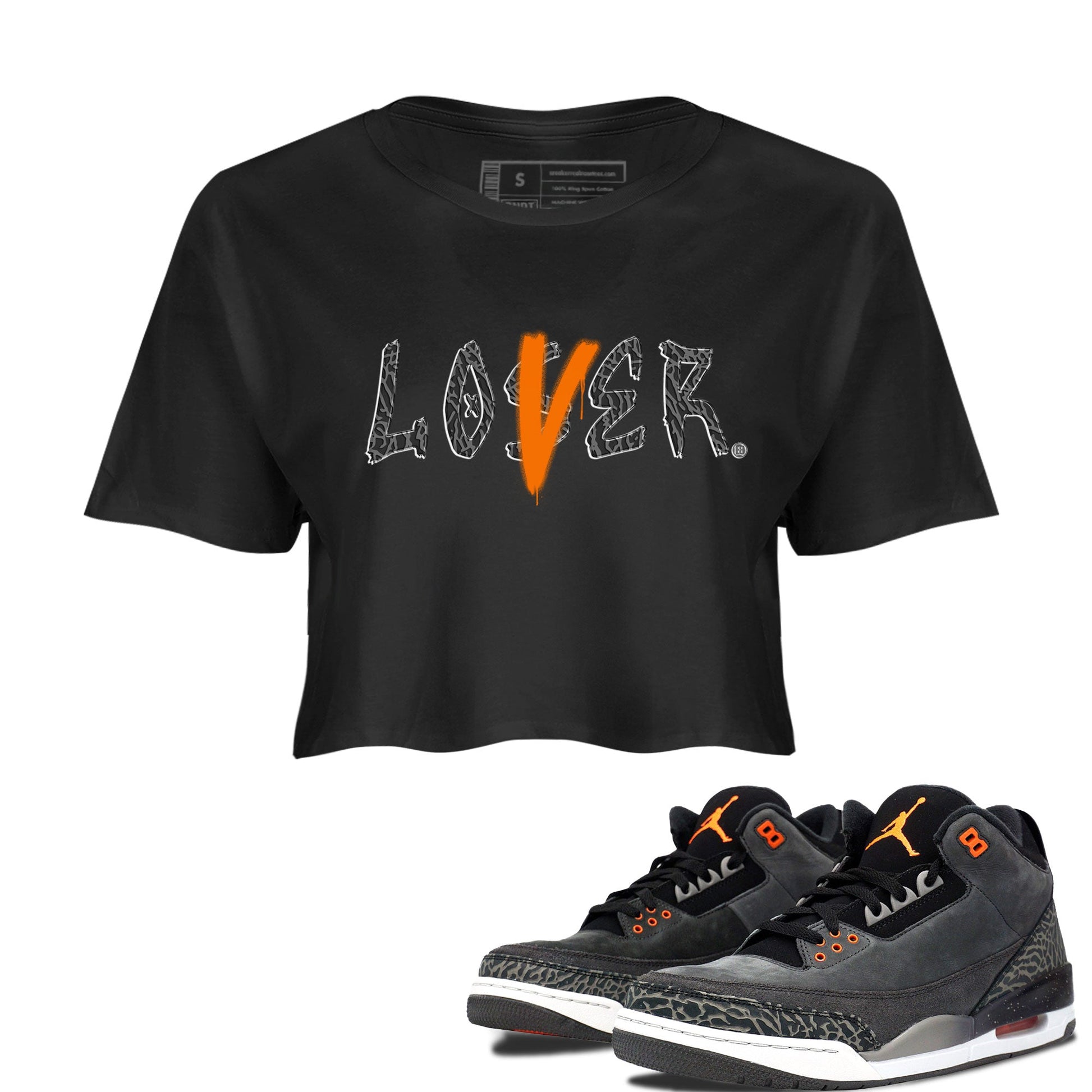 Air Jordan 3 Fear shirt to match jordans Loser Lover sneaker tees Air Jordan 3 Fear SNRT Sneaker Release Tees Black 1 Crop T-Shirt