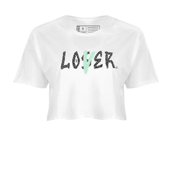 3s Green Glow shirt to match jordans Loser Lover sneaker tees Air Jordan 3 Retro Green Glow SNRT Sneaker Release Tees White 2 crop length shirt