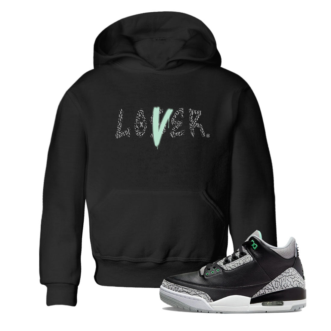 3s Green Glow shirt to match jordans Loser Lover sneaker tees Air Jordan 3 Retro Green Glow SNRT sneaker release tees baby toddler Black 1 cotton Shirt