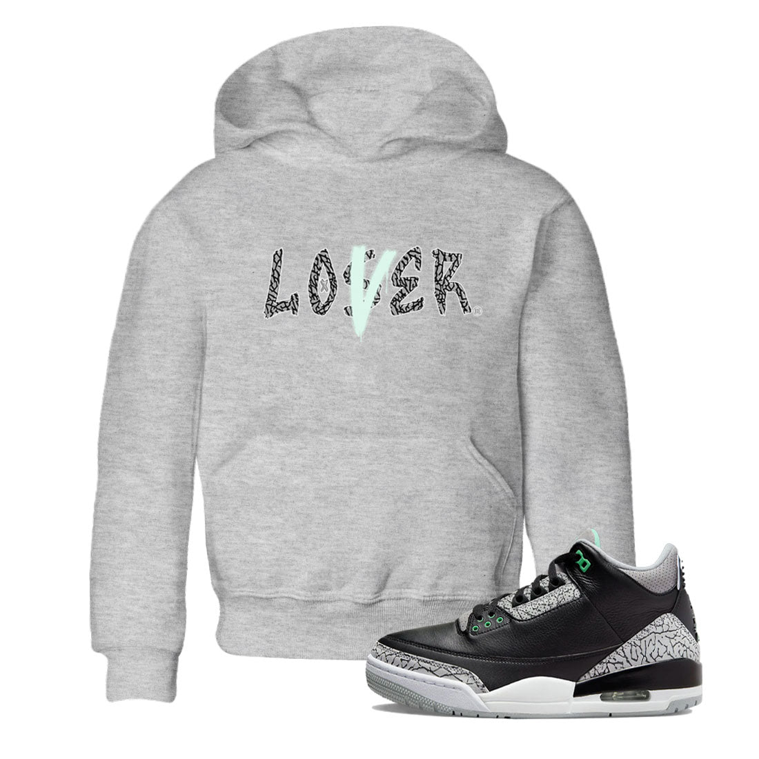 3s Green Glow shirt to match jordans Loser Lover sneaker tees Air Jordan 3 Retro Green Glow SNRT sneaker release tees baby toddler Heather Grey 1 cotton Shirt