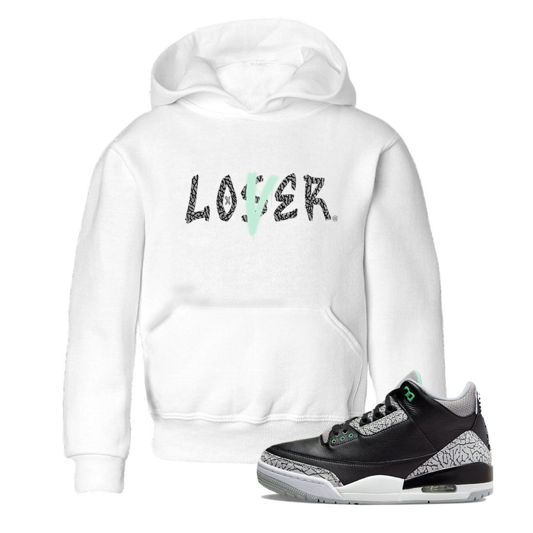 3s Green Glow shirt to match jordans Loser Lover sneaker tees Air Jordan 3 Retro Green Glow SNRT sneaker release tees baby toddler White 1 cotton Shirt
