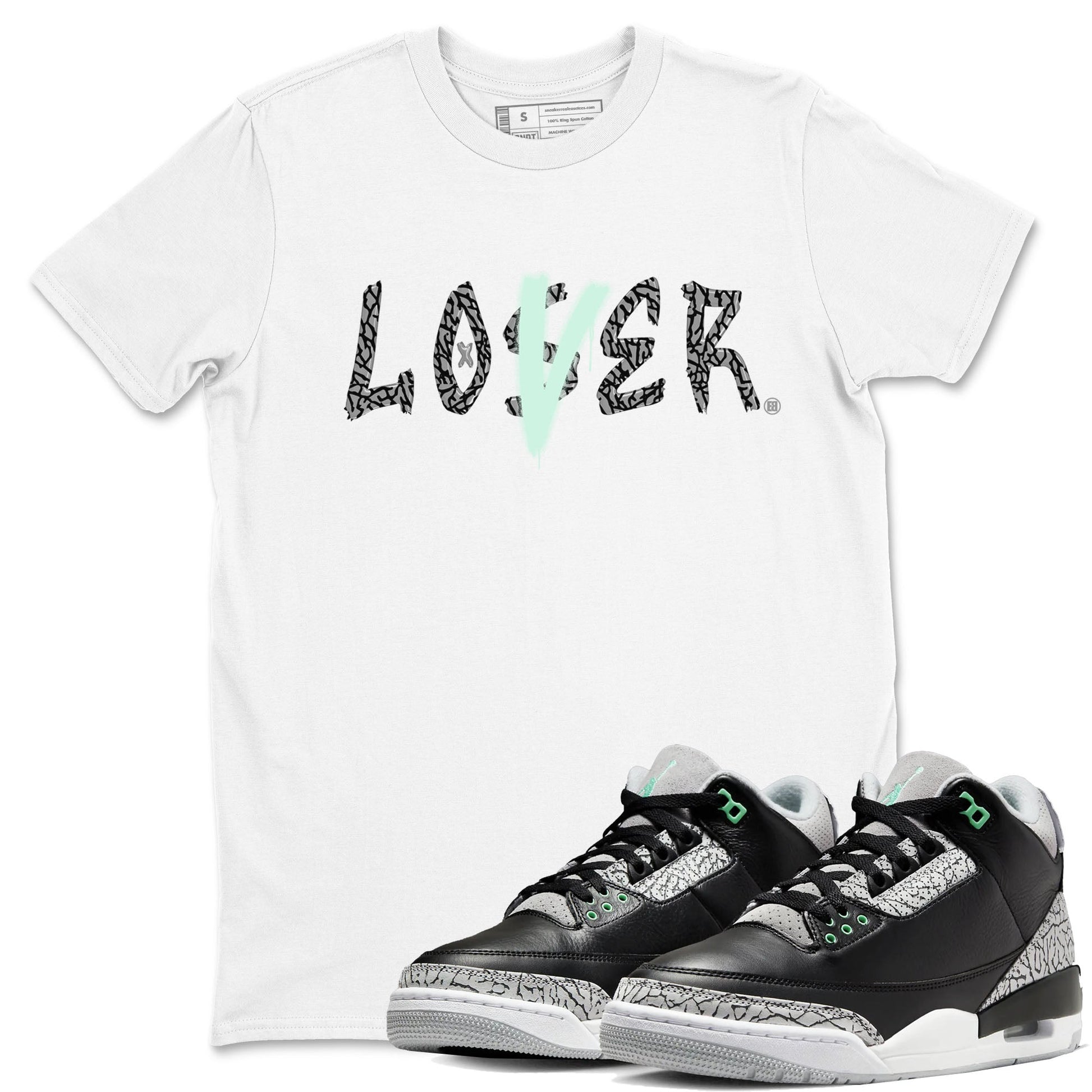 3s Green Glow shirt to match jordans Loser Lover sneaker tees Air Jordan 3 Retro Green Glow SNRT Sneaker Release Tees unisex cotton White 1 crew neck shirt