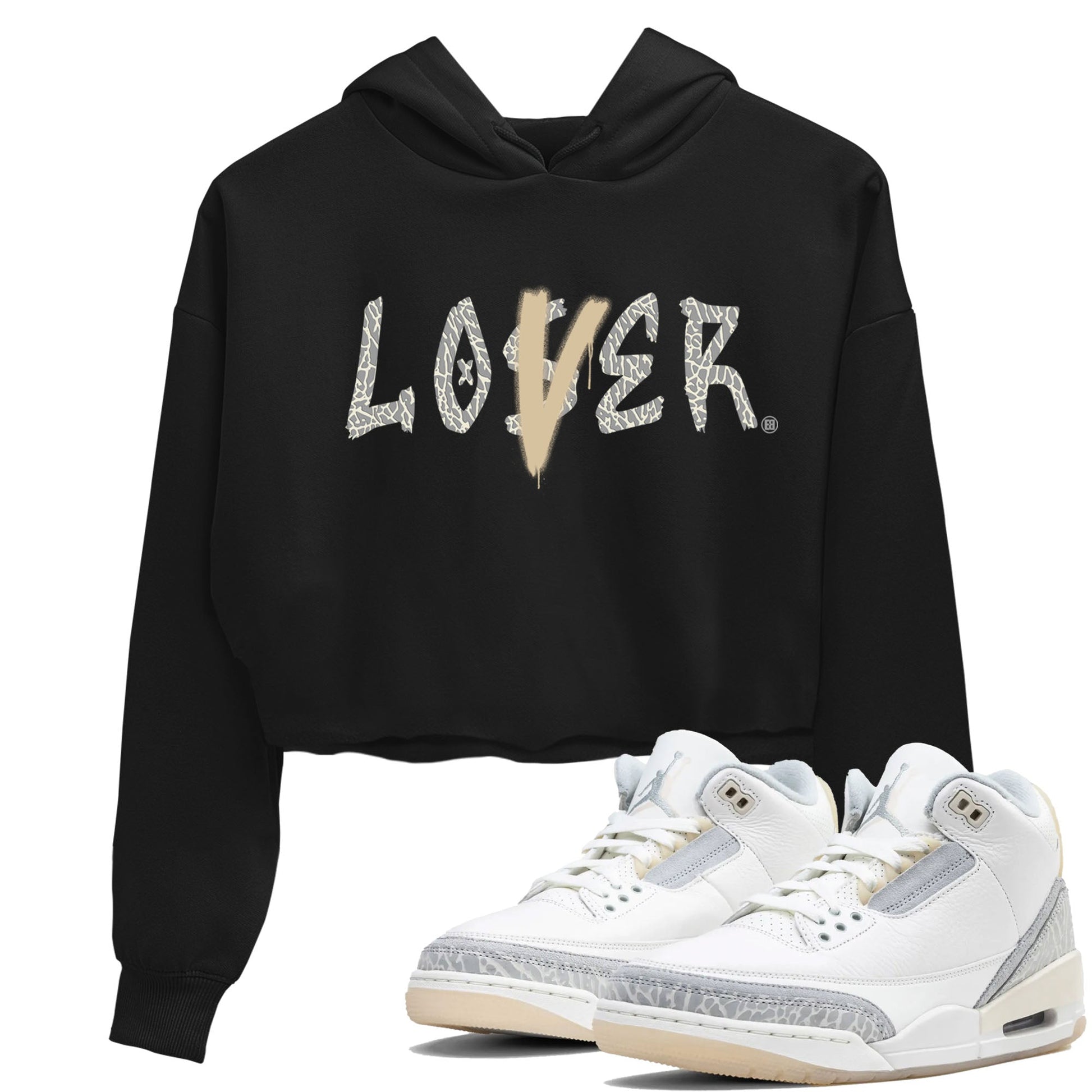 Air Jordan 3 Craft Ivory shirt to match jordans Loser Lover sneaker tees 3s Ivory SNRT Sneaker Release Tees Black 1 crop length shirt