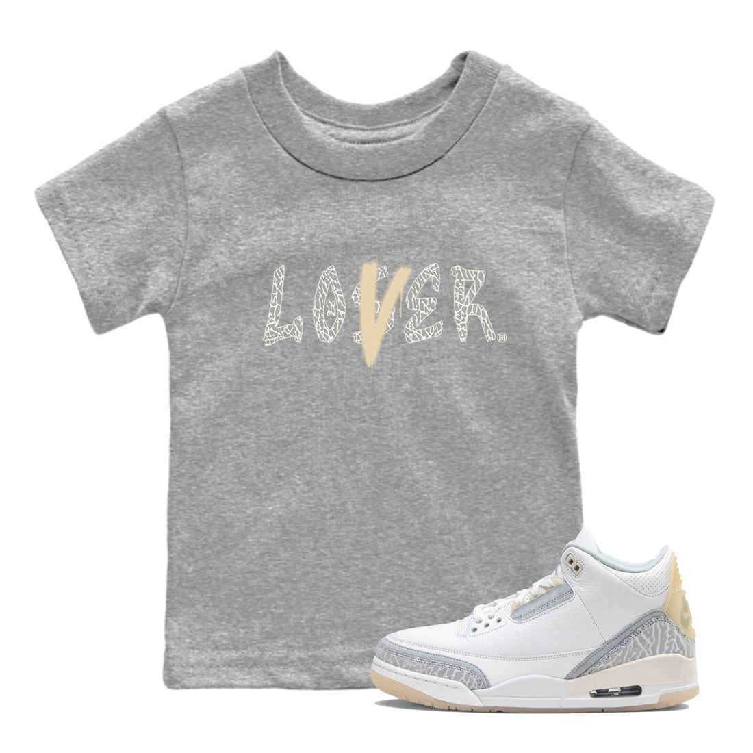 Air Jordan 3 Craft Ivory shirt to match jordans Loser Lover sneaker tees 3s Ivory SNRT sneaker release tees baby toddler Heather Grey 1 cotton Shirt