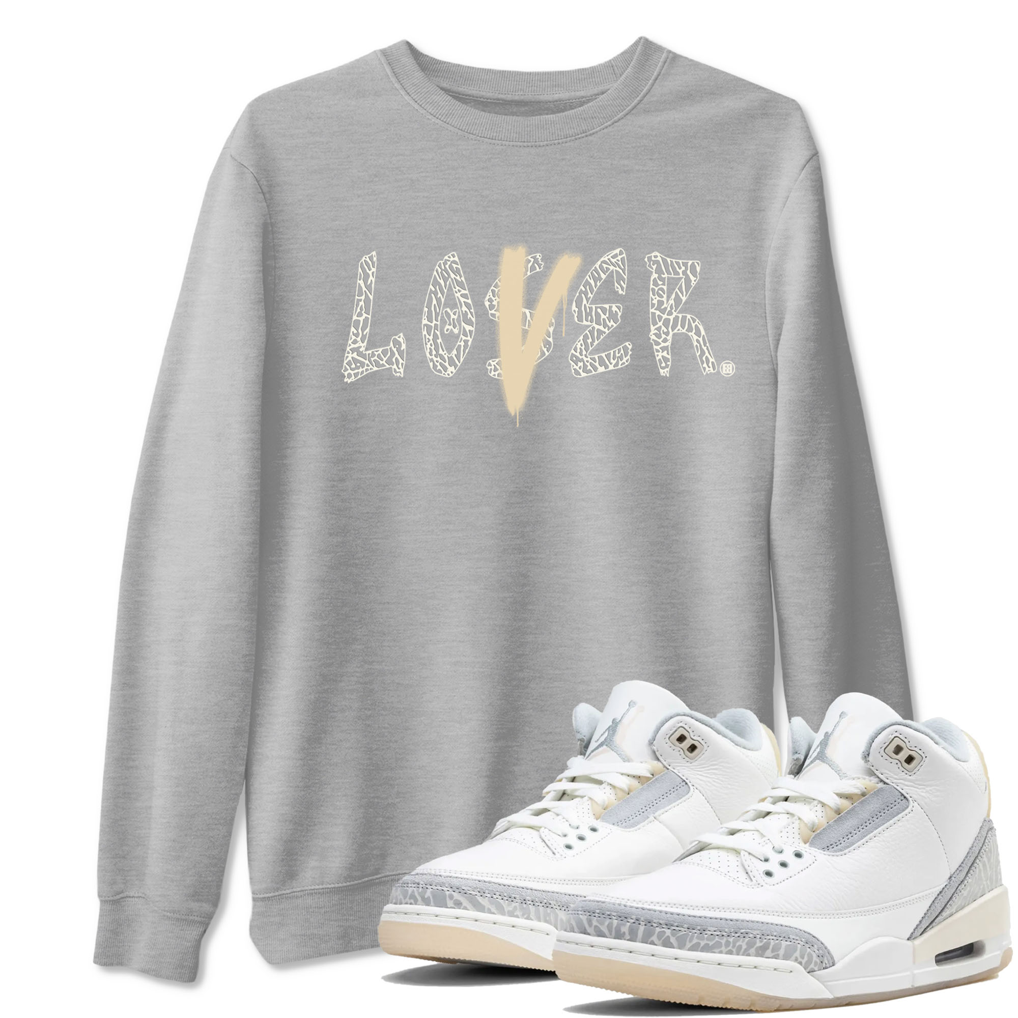 Air Jordan 3 Craft Ivory shirt to match jordans Loser Lover sneaker tees 3s Ivory SNRT Sneaker Release Tees unisex cotton Heather Grey 1 crew neck shirt