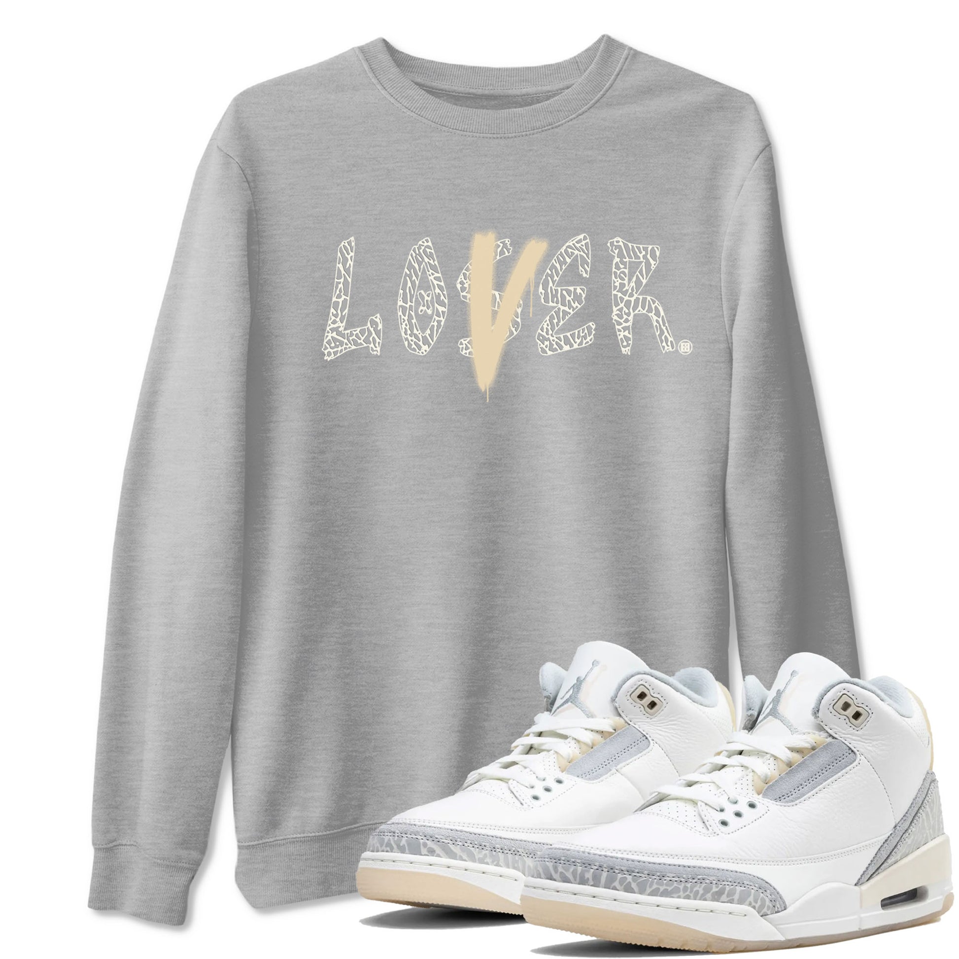 Air Jordan 3 Craft Ivory shirt to match jordans Loser Lover sneaker tees 3s Ivory SNRT Sneaker Release Tees unisex cotton Heather Grey 1 crew neck shirt