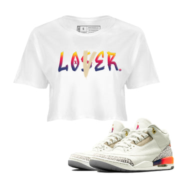 Air Jordan 3 X J Balvin shirt to match jordans Loser Lover sneaker tees Air Jordan 3 X J Balvin SNRT Sneaker Release Tees LGBT Pride T-Shirt White 1 Crop T-Shirt