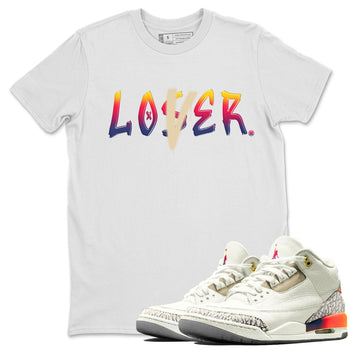 Air Jordan 3 X J Balvin shirt to match jordans Loser Lover sneaker tees Air Jordan 3 X J Balvin SNRT Sneaker Release Tees LGBT Pride T-Shirt Unisex White 1 T-Shirt