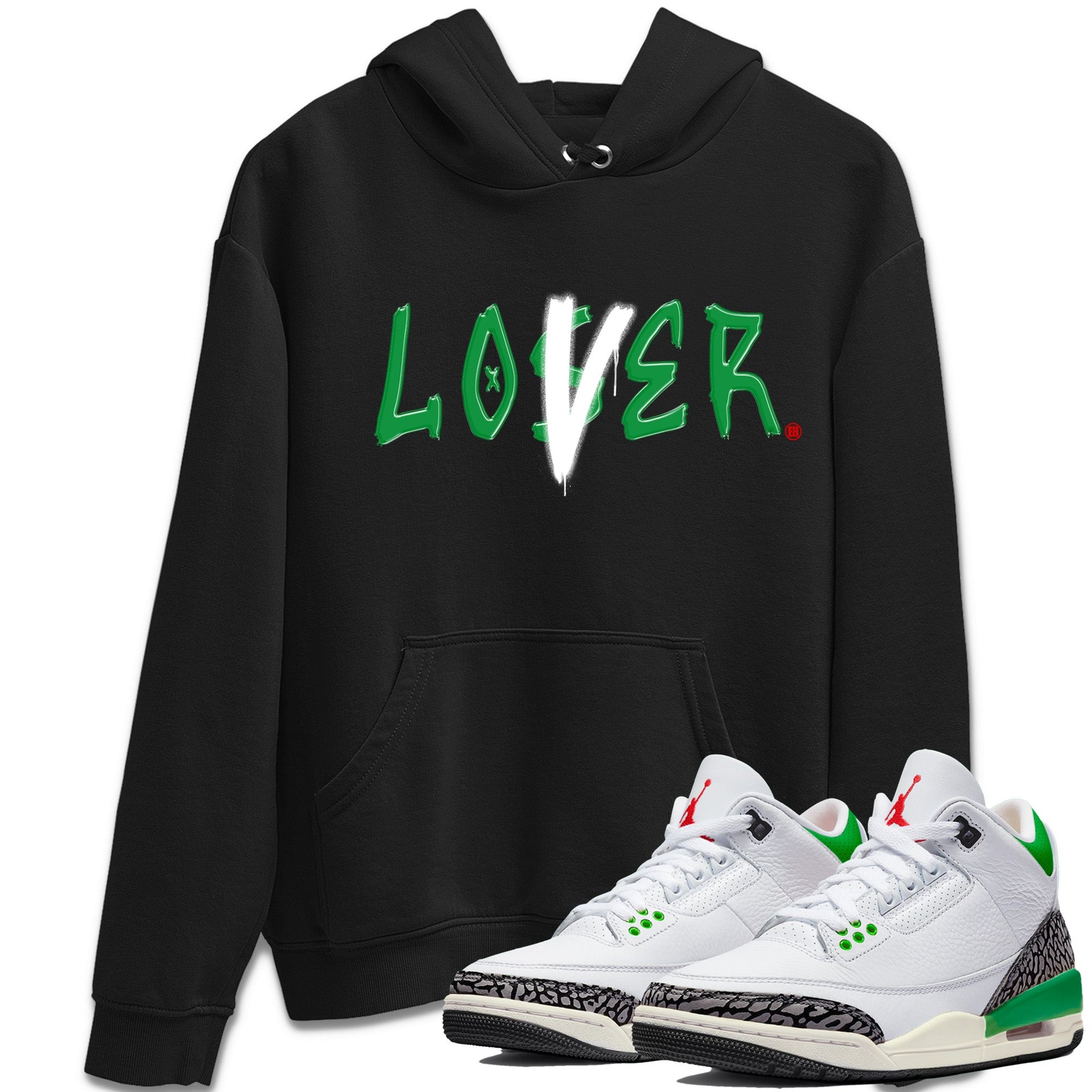 Air Jordan 3 Lucky Green Sneaker Match Tees Loser Lover Sneaker Tees Jordan 3 Retro Lucky Green Sneaker Release Tees Unisex Shirts Black 1