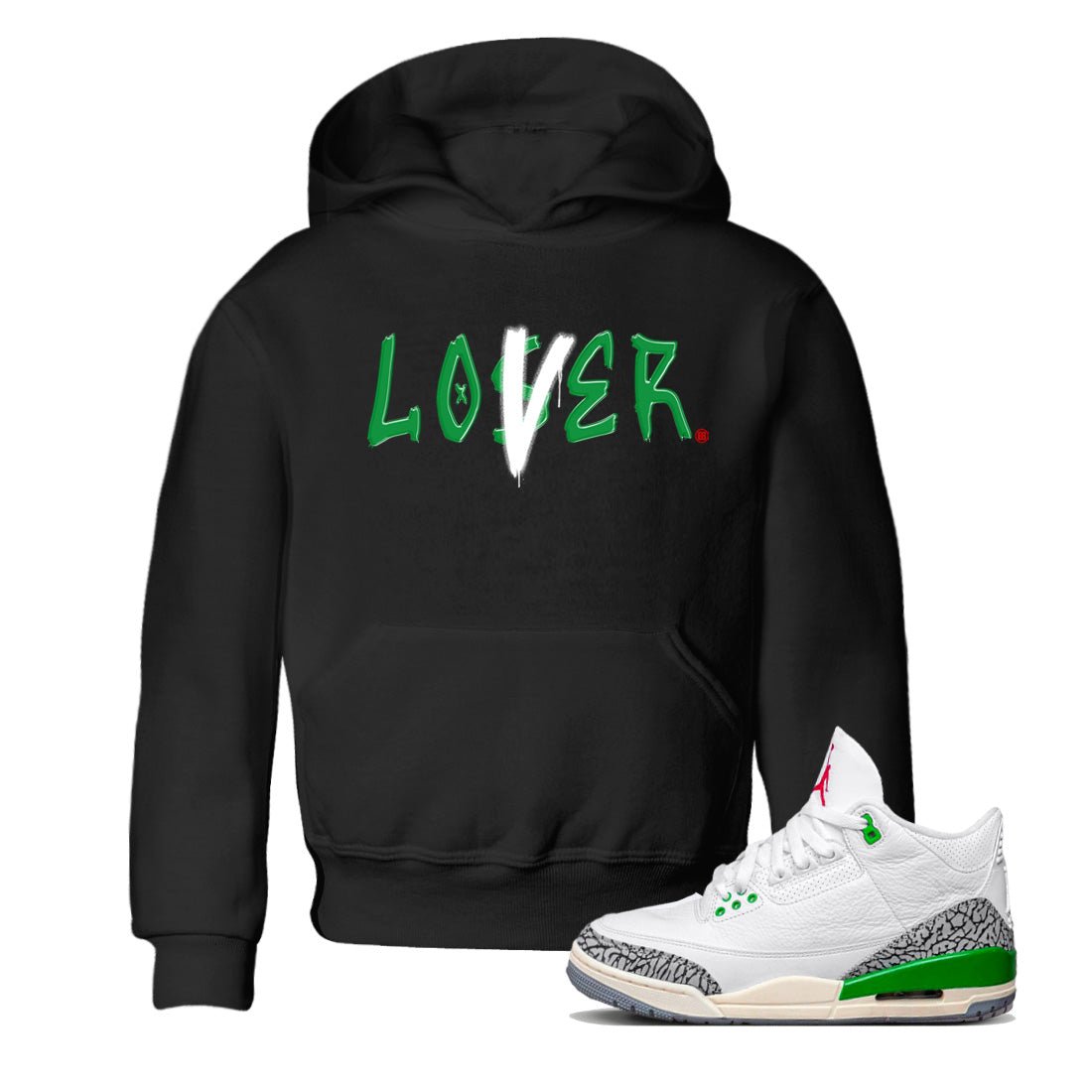 Air Jordan 3 Lucky Green Sneaker Match Tees Loser Lover Sneaker Tees Jordan 3 Retro Lucky Green Sneaker Release Tees Kids Shirts Black 1