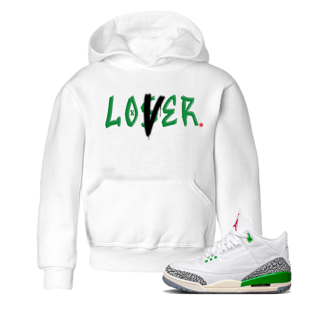 Air Jordan 3 Lucky Green Sneaker Match Tees Loser Lover Sneaker Tees Jordan 3 Retro Lucky Green Sneaker Release Tees Kids Shirts White 1