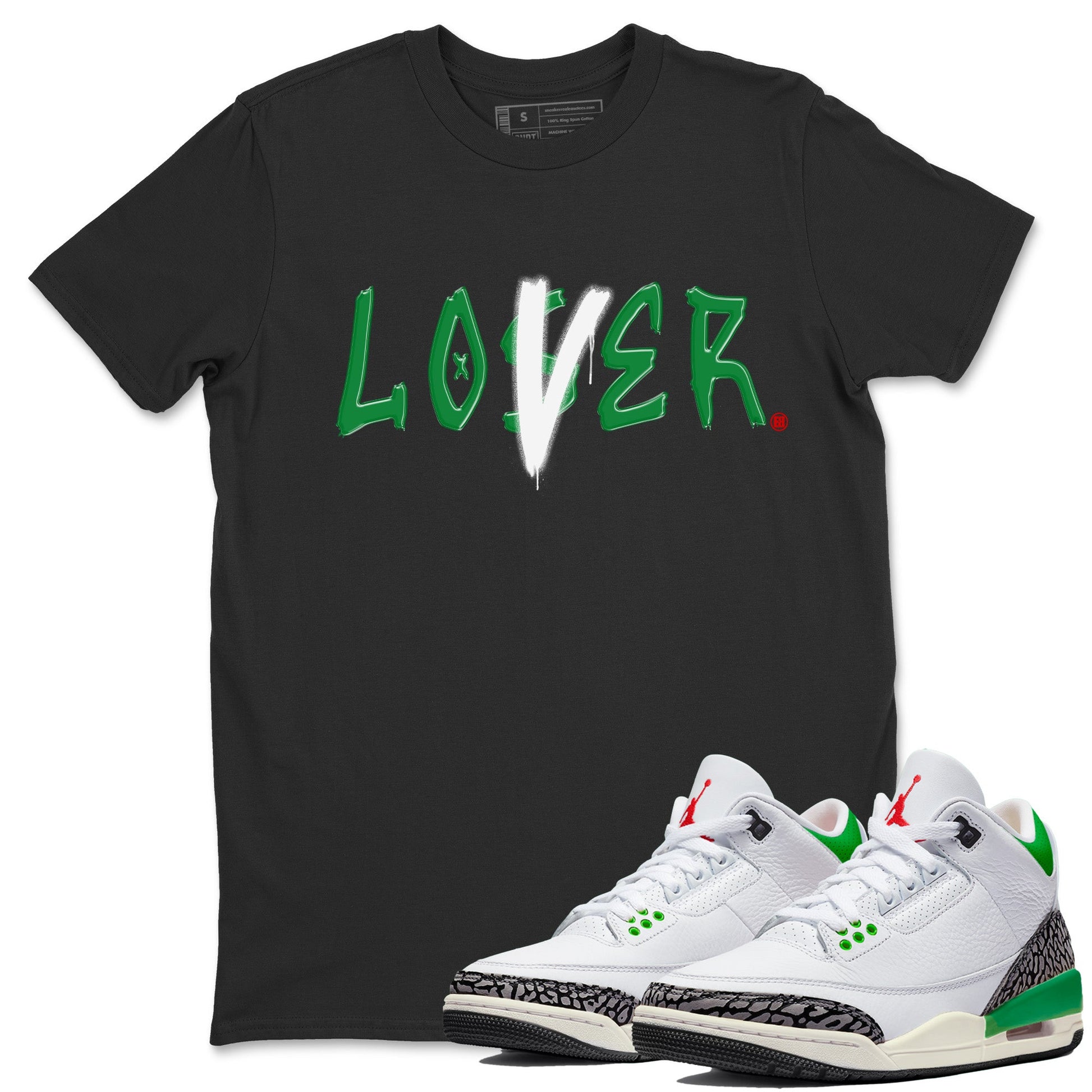 Air Jordan 3 Lucky Green Sneaker Match Tees Loser Lover Sneaker Tees Jordan 3 Retro Lucky Green Sneaker Release Tees Unisex Shirts Black 1