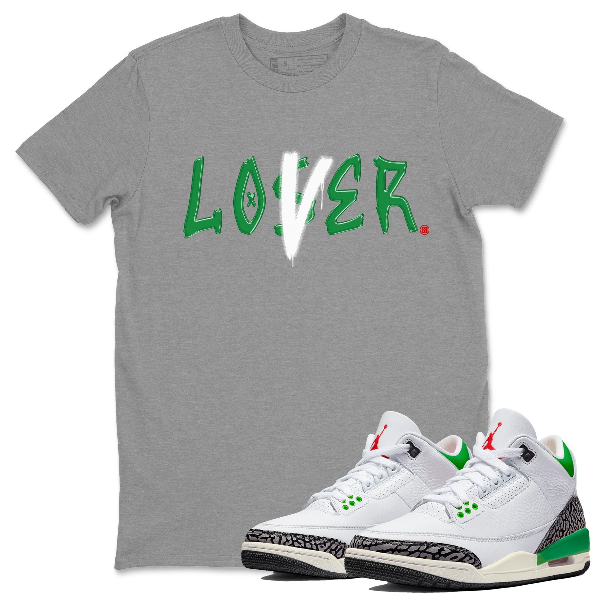 Air Jordan 3 Lucky Green Sneaker Match Tees Loser Lover Sneaker Tees Jordan 3 Retro Lucky Green Sneaker Release Tees Unisex Shirts Heather Grey 1