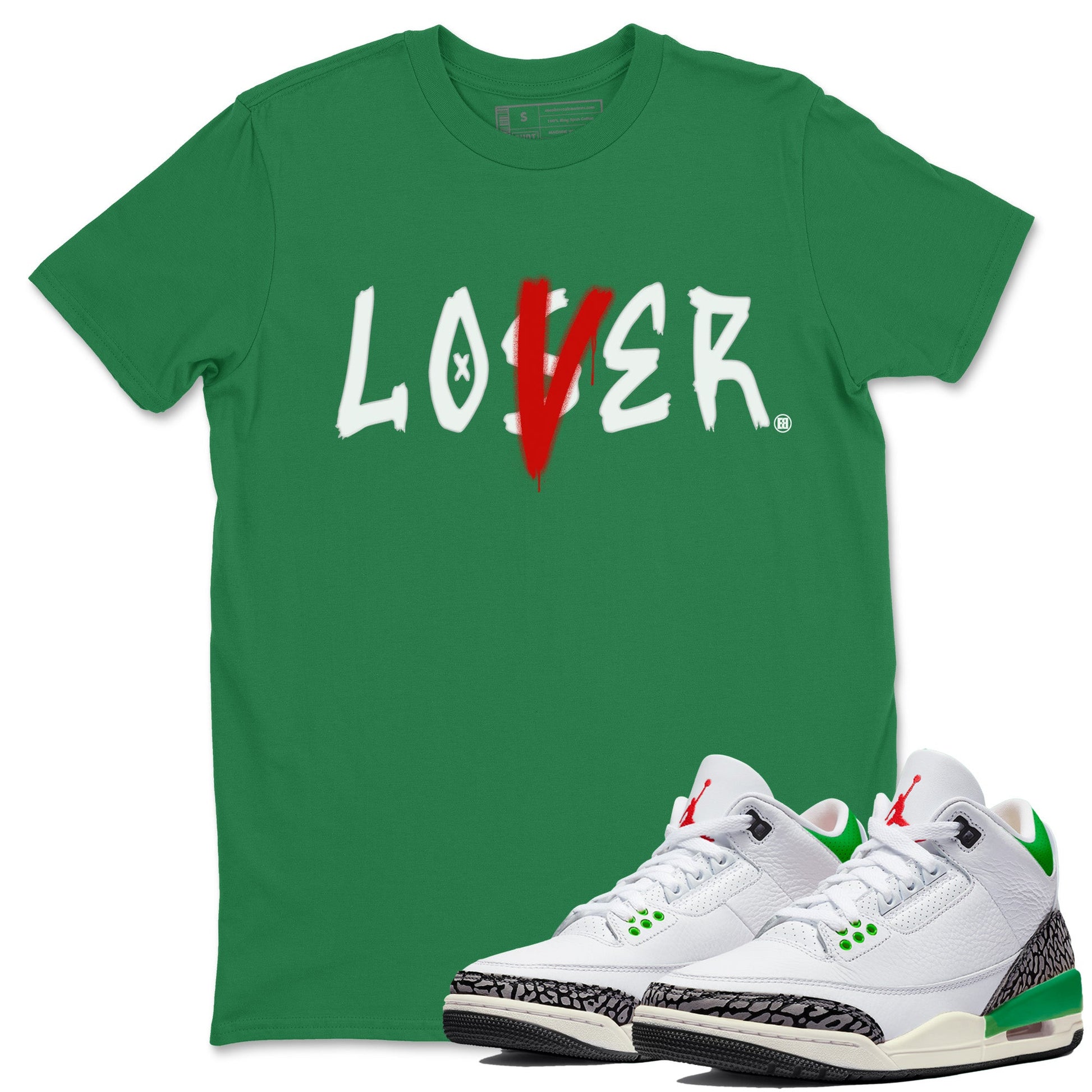 Air Jordan 3 Lucky Green Sneaker Match Tees Loser Lover Sneaker Tees Jordan 3 Retro Lucky Green Sneaker Release Tees Unisex Shirts Kelly Green 1