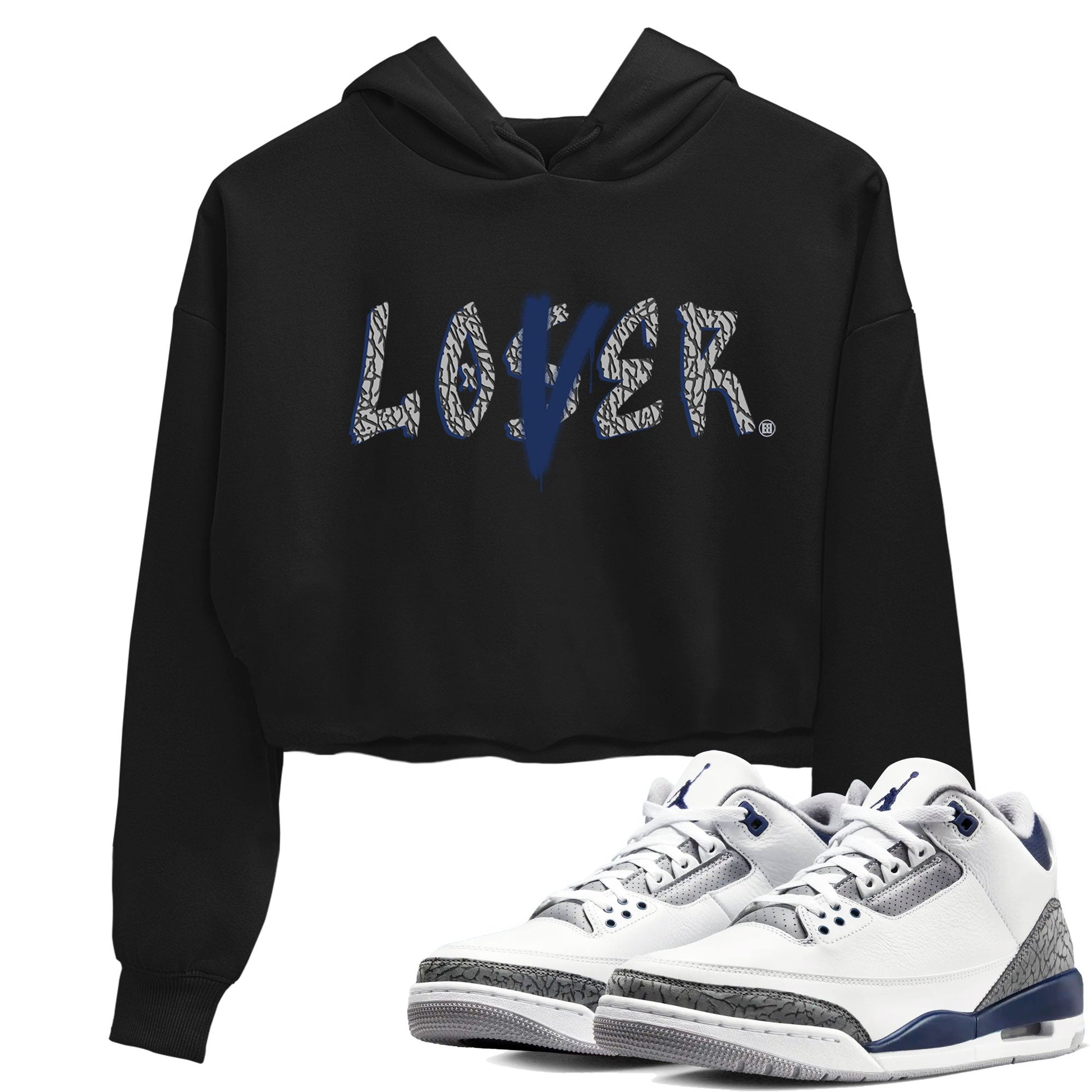 Air Jordan 3 Midnight Navy shirt to match jordans Loser Lover sneaker tees AJ3 Midnight Navy SNRT Sneaker T Shirt  Black 1 crop length shirt