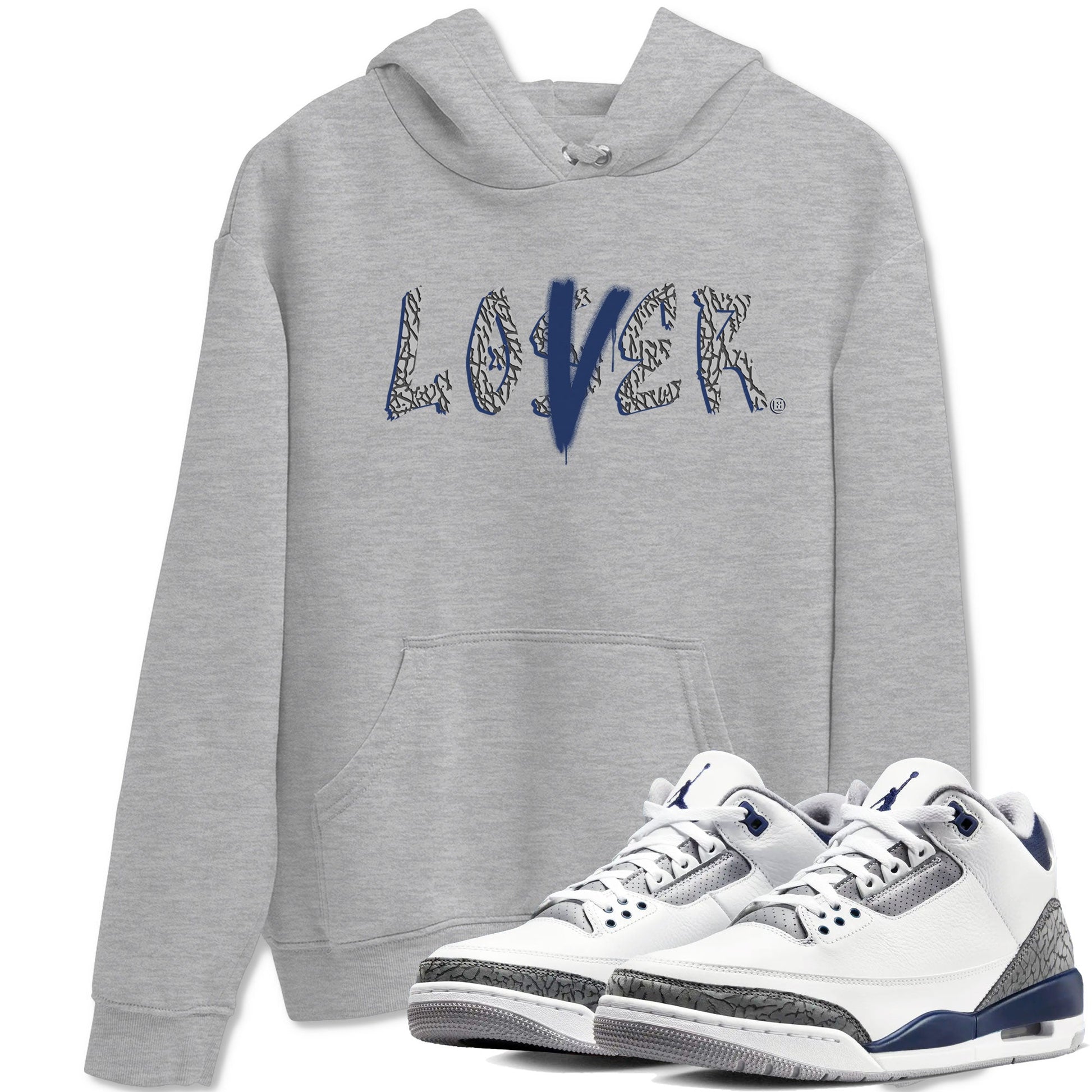 Air Jordan 3 Midnight Navy shirt to match jordans Loser Lover sneaker tees 3s Midnight Navy SNRT Sneaker T Shirt  unisex cotton Heather Grey 1 crew neck shirt