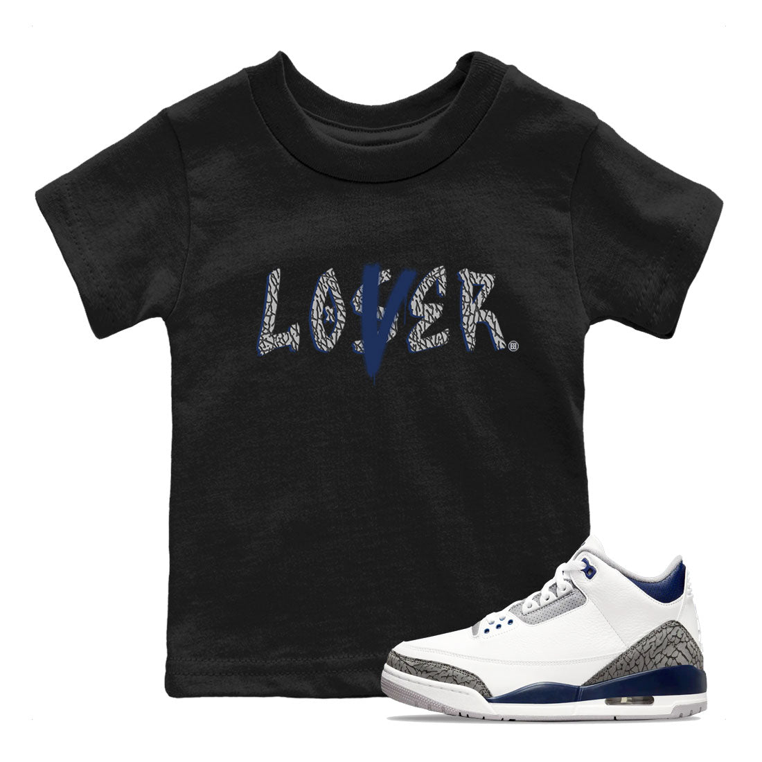 Air Jordan 3 Midnight Navy shirt to match jordans Loser Lover sneaker tees AJ3 Midnight Navy SNRT Sneaker T Shirt  baby toddler Black 1 cotton Shirt