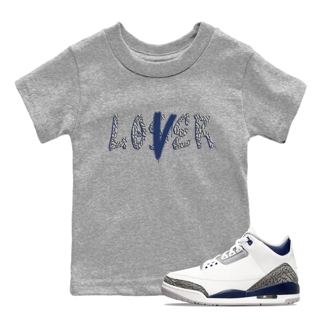 Air Jordan 3 Midnight Navy shirt to match jordans Loser Lover sneaker tees AJ3 Midnight Navy SNRT Sneaker T Shirt  baby toddler Heather Grey 1 cotton Shirt