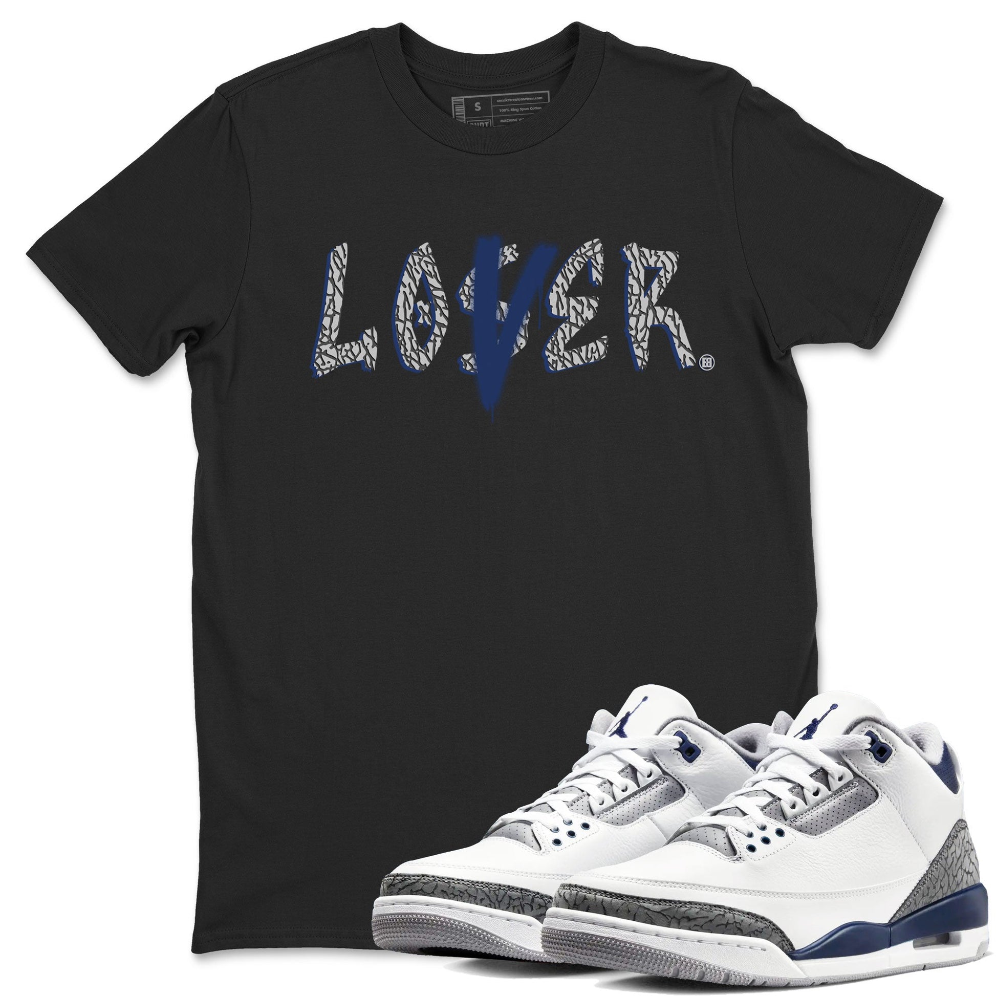 Air Jordan 3 Midnight Navy shirt to match jordans Loser Lover sneaker tees 3s Midnight Navy SNRT Sneaker T Shirt  unisex cotton Black 1 crew neck shirt