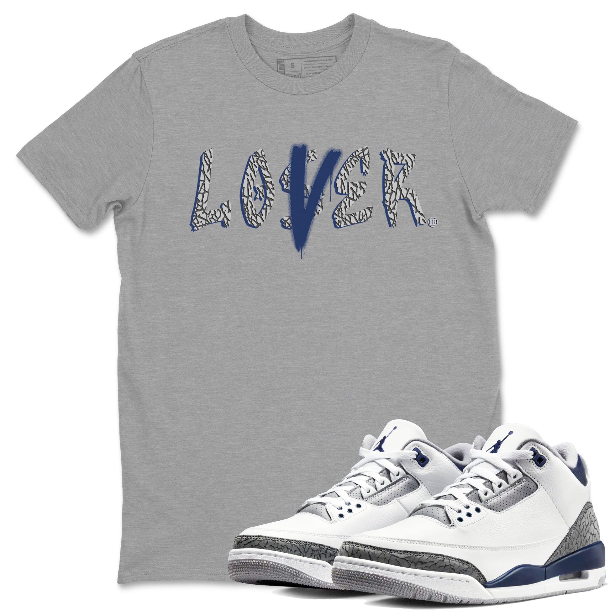 Air Jordan 3 Midnight Navy shirt to match jordans Loser Lover sneaker tees 3s Midnight Navy SNRT Sneaker T Shirt  unisex cotton Heather Grey 1 crew neck shirt