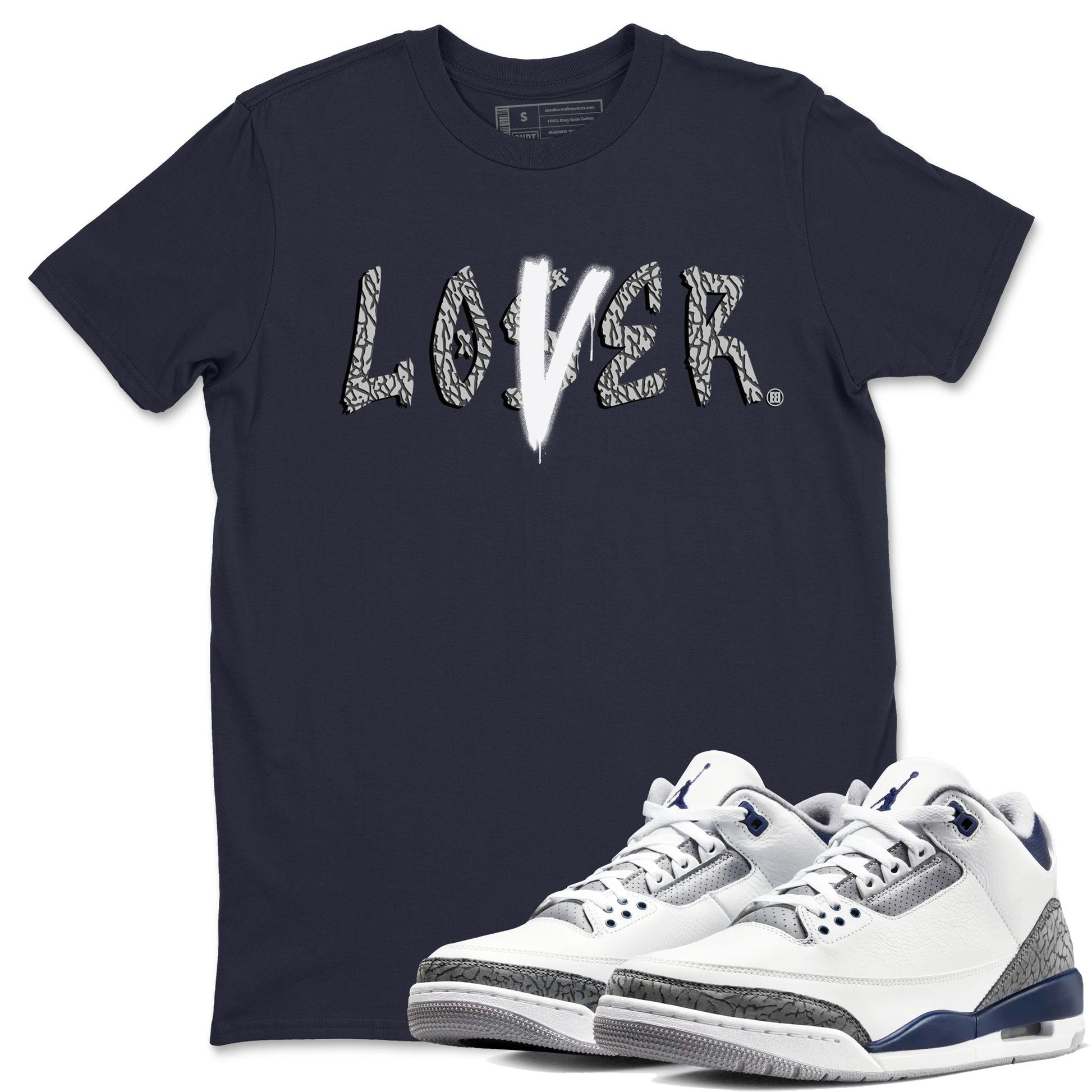 Air Jordan 3 Midnight Navy shirt to match jordans Loser Lover sneaker tees 3s Midnight Navy SNRT Sneaker T Shirt  unisex cotton Navy 1 crew neck shirt