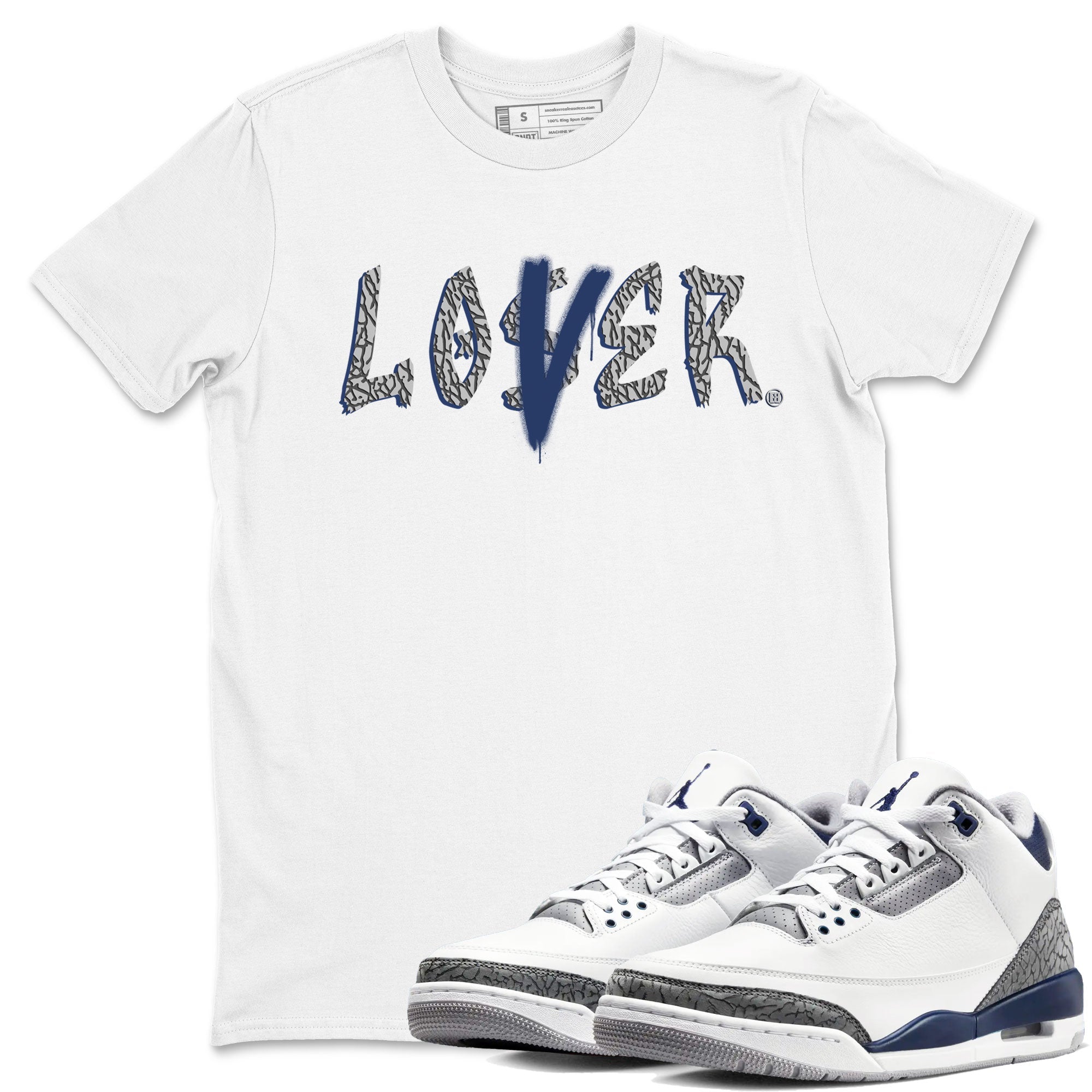 Air Jordan 3 Midnight Navy shirt to match jordans Loser Lover sneaker tees 3s Midnight Navy SNRT Sneaker T Shirt  unisex cotton White 1 crew neck shirt