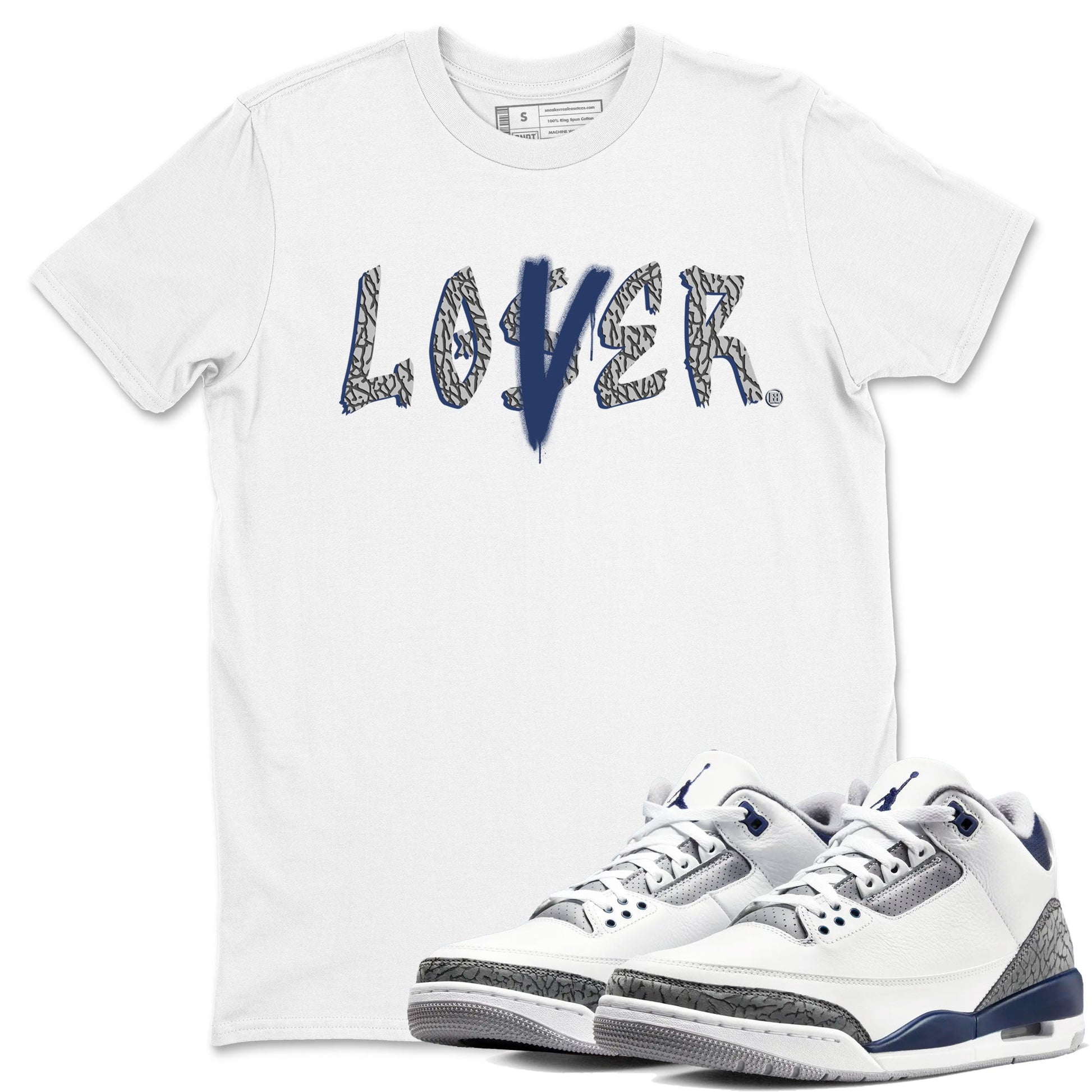 Air Jordan 3 Midnight Navy shirt to match jordans Loser Lover sneaker tees 3s Midnight Navy SNRT Sneaker T Shirt  unisex cotton White 1 crew neck shirt