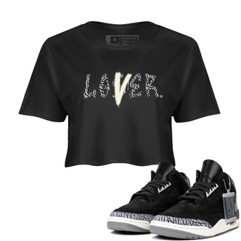AJ3 Retro Off Noir shirt to match jordans Loser Lover sneaker tees Air Jordan 3 Off Noir SNRT Sneaker Tees Casual Crew Neck T-Shirt Black 1 Crop T-Shirt