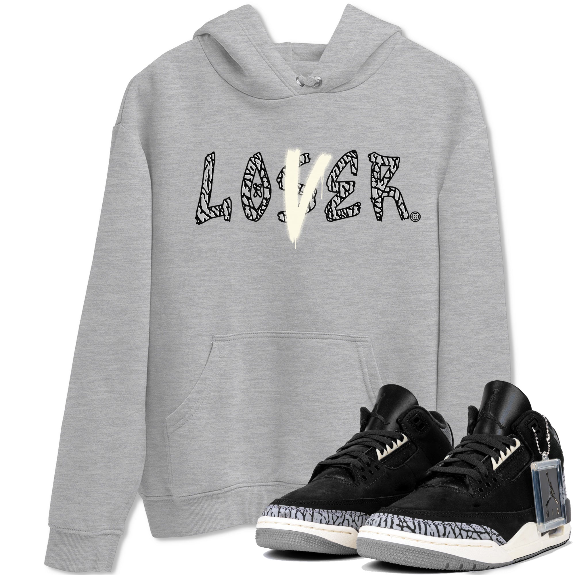AJ3 Retro Off Noir shirt to match jordans Loser Lover sneaker tees Air Jordan 3 Off Noir SNRT Sneaker Tees Casual Crew Neck T-Shirt Unisex Heather Grey 1 T-Shirt