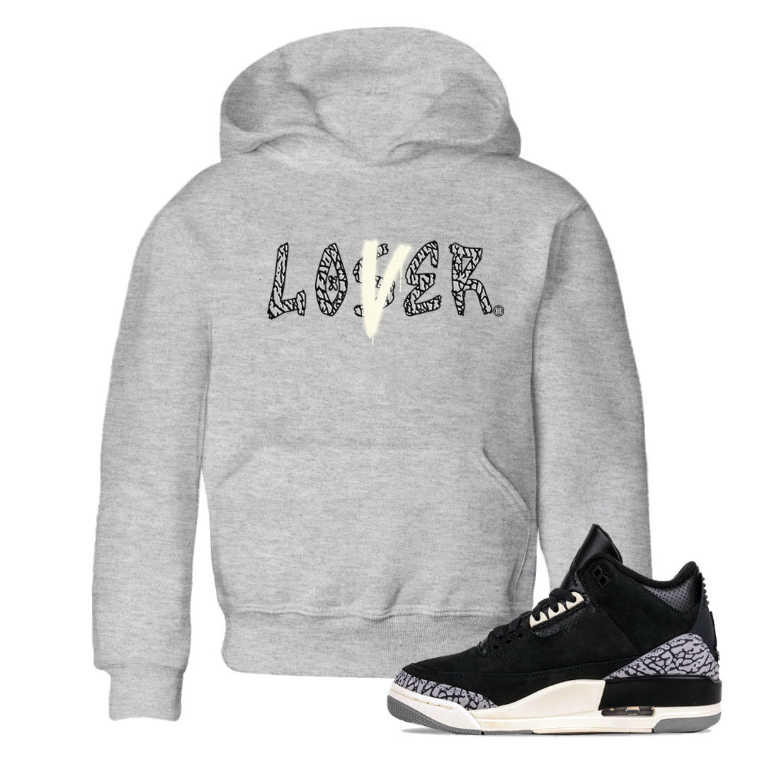 AJ3 Retro Off Noir shirt to match jordans Loser Lover sneaker tees Air Jordan 3 Off Noir SNRT Sneaker Tees Casual Crew Neck T-Shirt Baby Toddler Heather Grey 1 T-Shirt