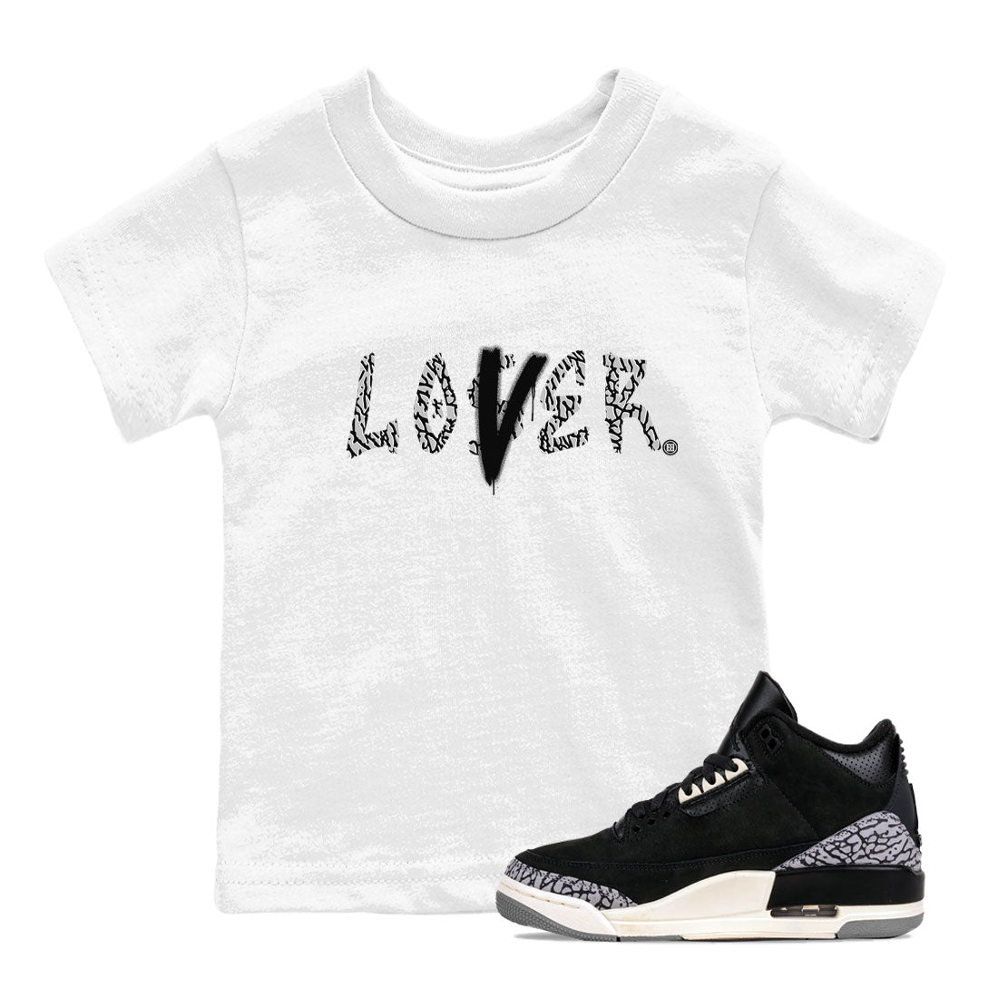 AJ3 Retro Off Noir shirt to match jordans Loser Lover sneaker tees Air Jordan 3 Off Noir SNRT Sneaker Tees Casual Crew Neck T-Shirt Baby Toddler White 1 T-Shirt