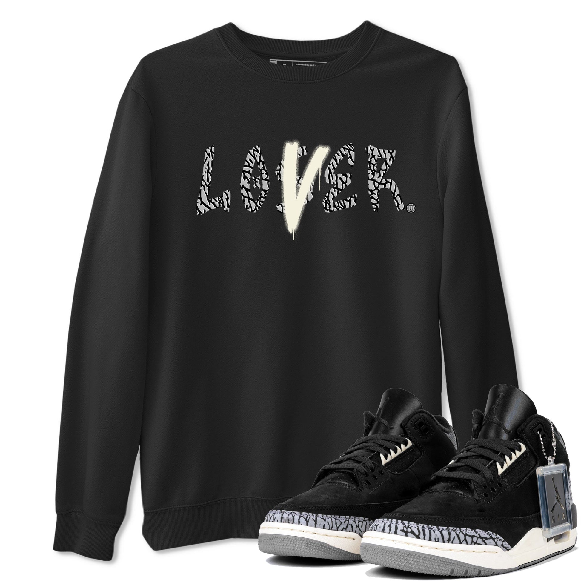 AJ3 Retro Off Noir shirt to match jordans Loser Lover sneaker tees Air Jordan 3 Off Noir SNRT Sneaker Tees Casual Crew Neck T-Shirt Unisex Black 1 T-Shirt