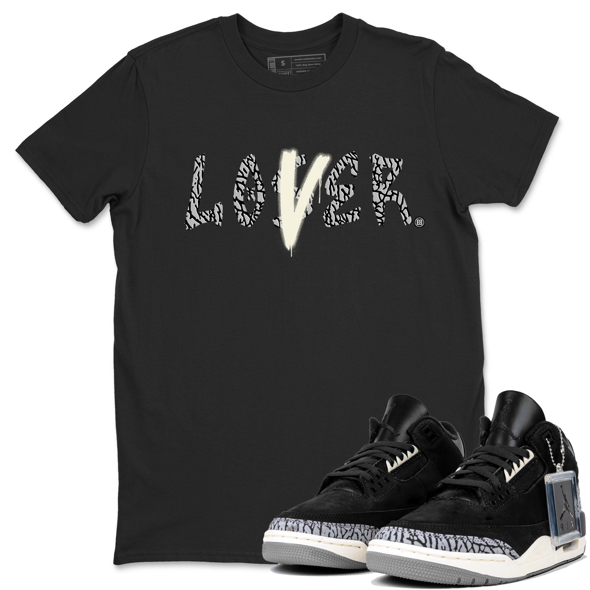 AJ3 Retro Off Noir shirt to match jordans Loser Lover sneaker tees Air Jordan 3 Off Noir SNRT Sneaker Tees Casual Crew Neck T-Shirt Unisex Black 1 T-Shirt