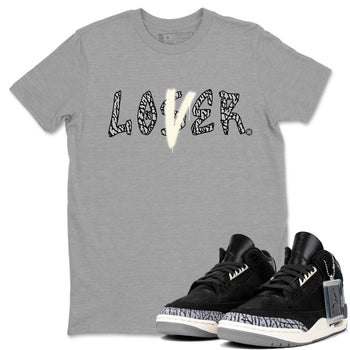 AJ3 Retro Off Noir shirt to match jordans Loser Lover sneaker tees Air Jordan 3 Off Noir SNRT Sneaker Tees Casual Crew Neck T-Shirt Unisex Heather Grey 1 T-Shirt