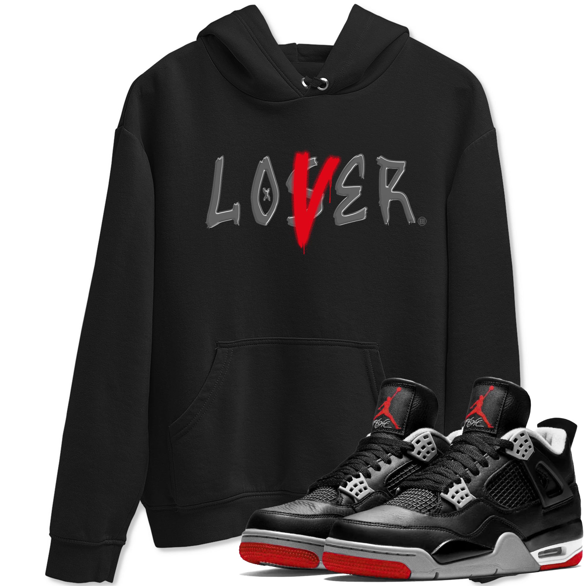 Air Jordan 4 Bred Reimagined shirt to match jordans Loser Lover sneaker tees 4s Bred Reimagined SNRT Sneaker Release Tees unisex cotton Black 1 crew neck shirt