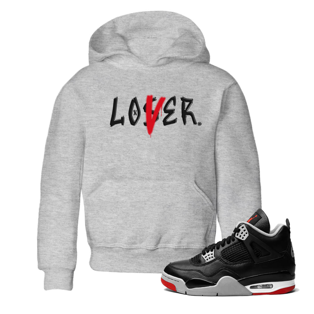 Air Jordan 4 Bred Reimagined shirt to match jordans Loser Lover sneaker tees 4s Bred Reimagined SNRT sneaker release tees baby toddler Heather Grey 1 cotton Shirt
