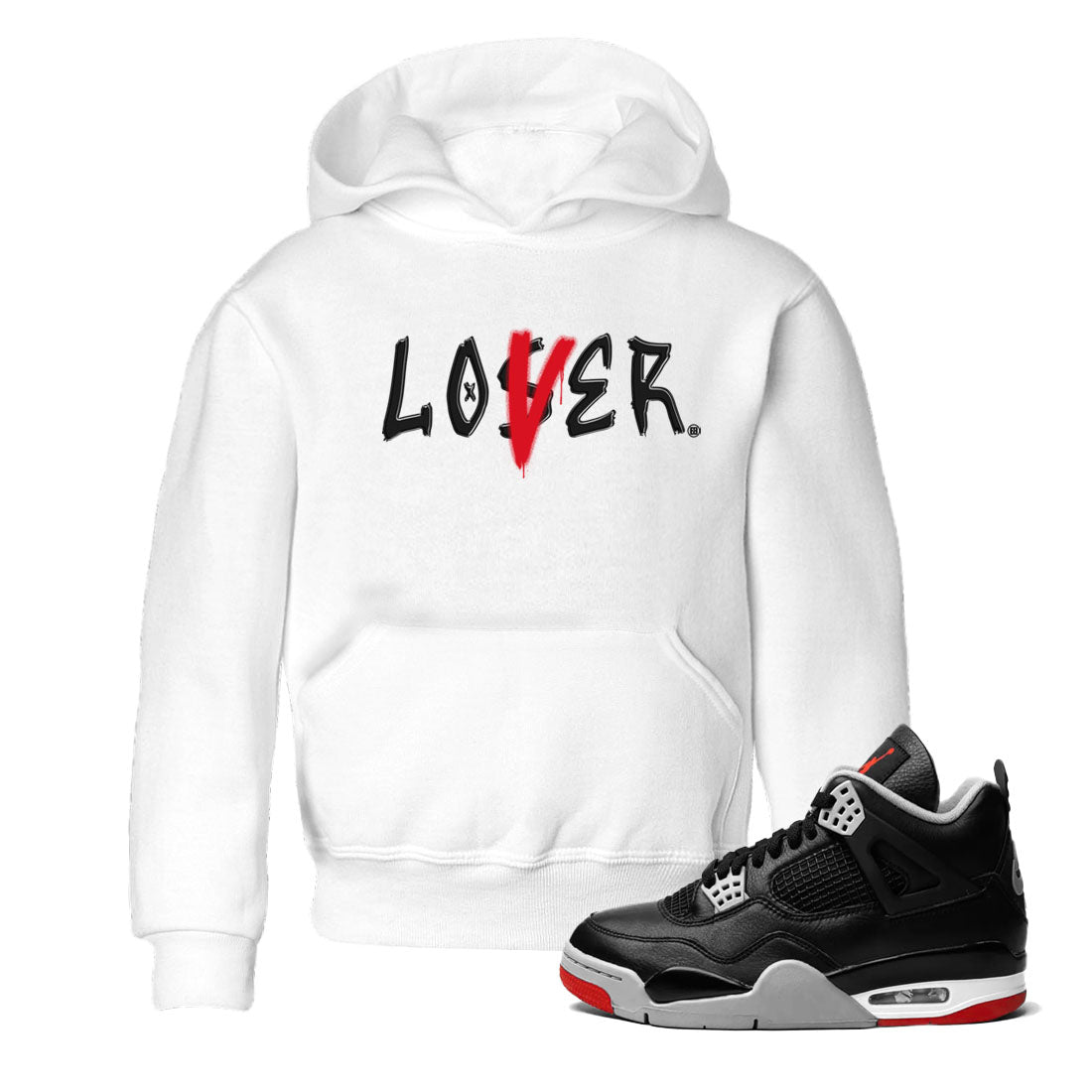 Air Jordan 4 Bred Reimagined shirt to match jordans Loser Lover sneaker tees 4s Bred Reimagined SNRT sneaker release tees baby toddler White 1 cotton Shirt